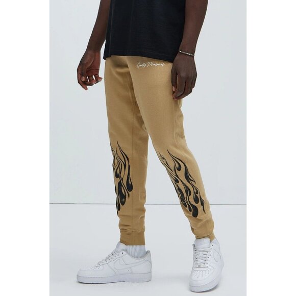Guilty Pleasures See All Flames Jogger Pants Sand Men's - Picture 1 of 5